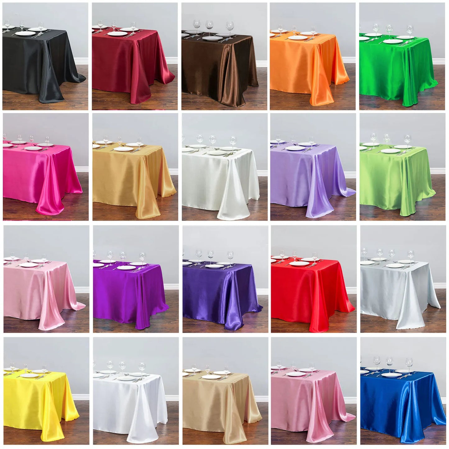Nappe rectangulaire en Satin pour mariage, blanc et noir, pour fête d'anniversaire, événements, Banquet, décoration de dîner à domicile