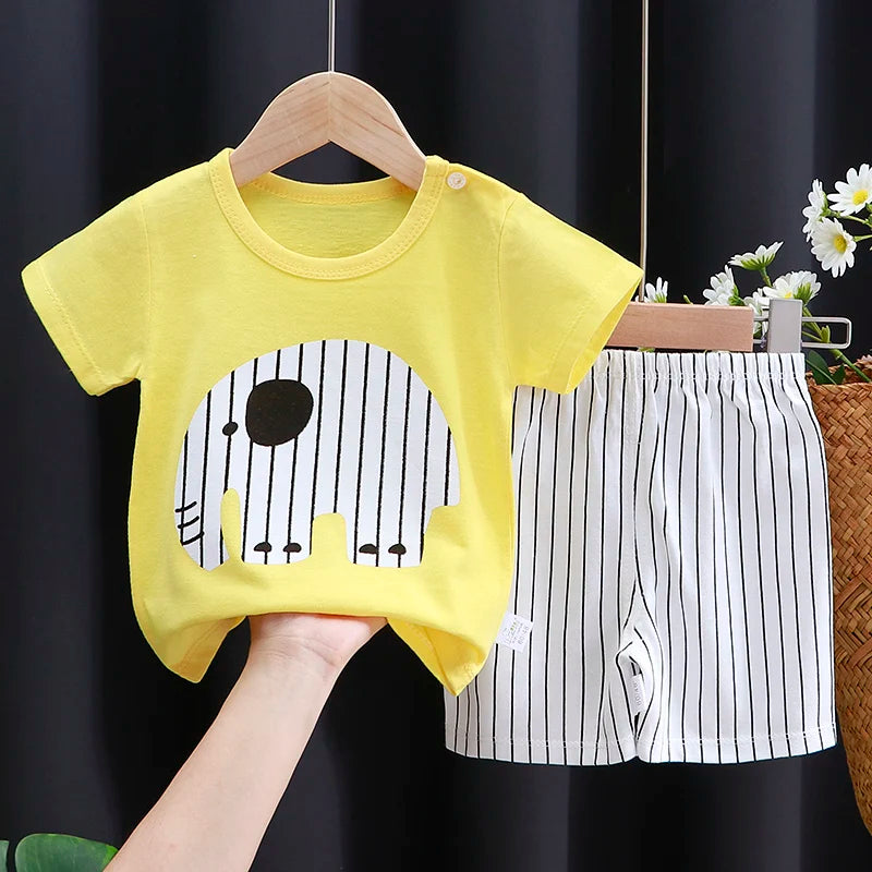 Ensemble de vêtements pour enfants bébé garçon/fille T-Shirt + short vêtements d'été coton dessin animé décontracté garçons survêtement enfants ensemble de vêtements pour bébé