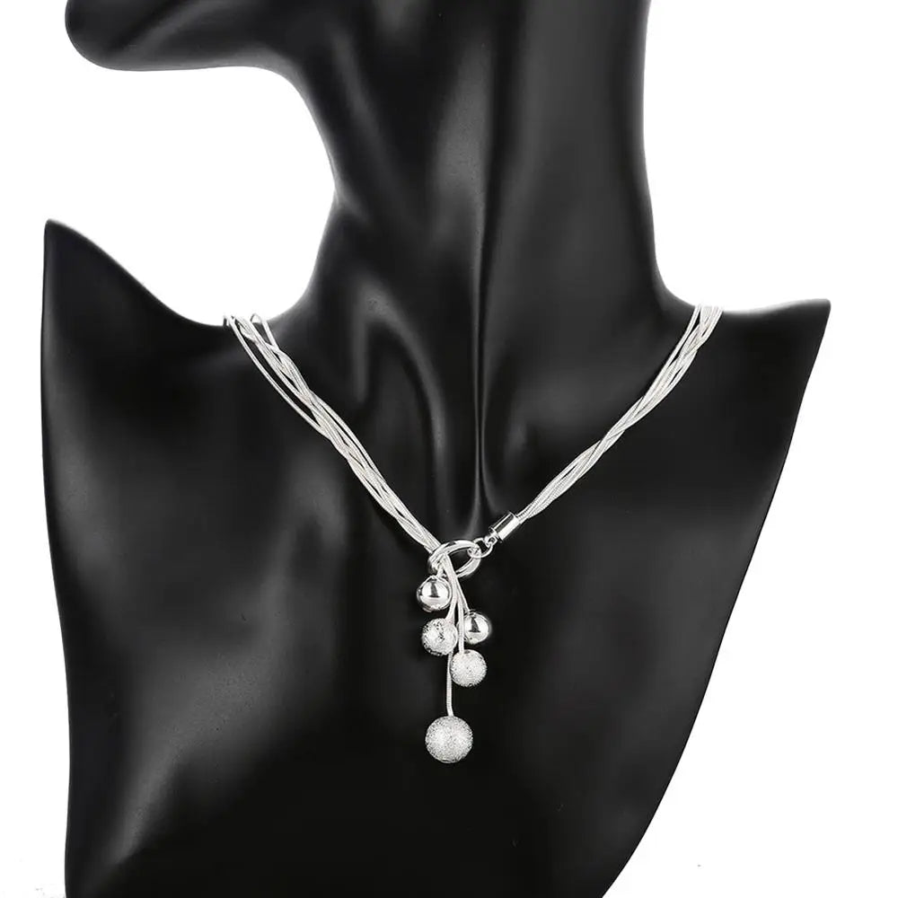 Marques populaires 925 glands en argent Sterling perles suspendues Bracelets collier boucle d'oreille ensemble de bijoux pour les femmes cadeaux de fête de mode