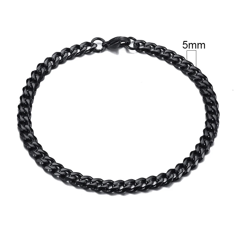 Vnox 3-11mm gros Miami gourmette chaîne Bracelet pour hommes, acier inoxydable lien cubain chaîne Bracelet classique Punk lourd mâle bijoux
