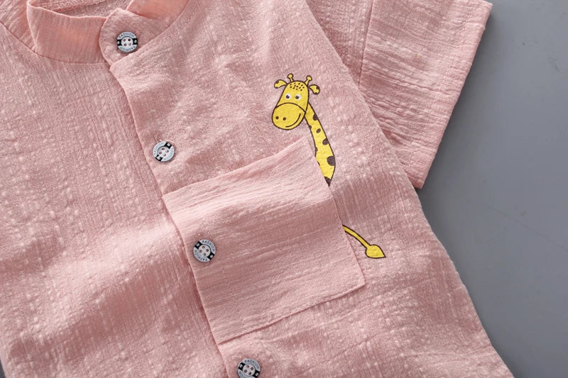 Nouvel été offre spéciale enfant en bas âge enfants bébé garçons chemise dessin animé hauts Denim Shorts pantalons tenues ensemble bébé vêtements