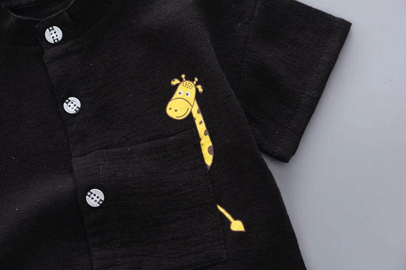 Nouvel été offre spéciale enfant en bas âge enfants bébé garçons chemise dessin animé hauts Denim Shorts pantalons tenues ensemble bébé vêtements