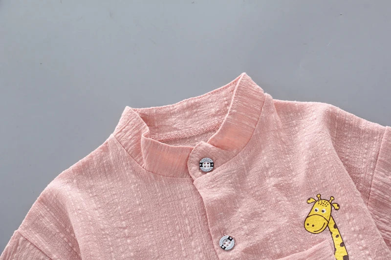 Nouvel été offre spéciale enfant en bas âge enfants bébé garçons chemise dessin animé hauts Denim Shorts pantalons tenues ensemble bébé vêtements
