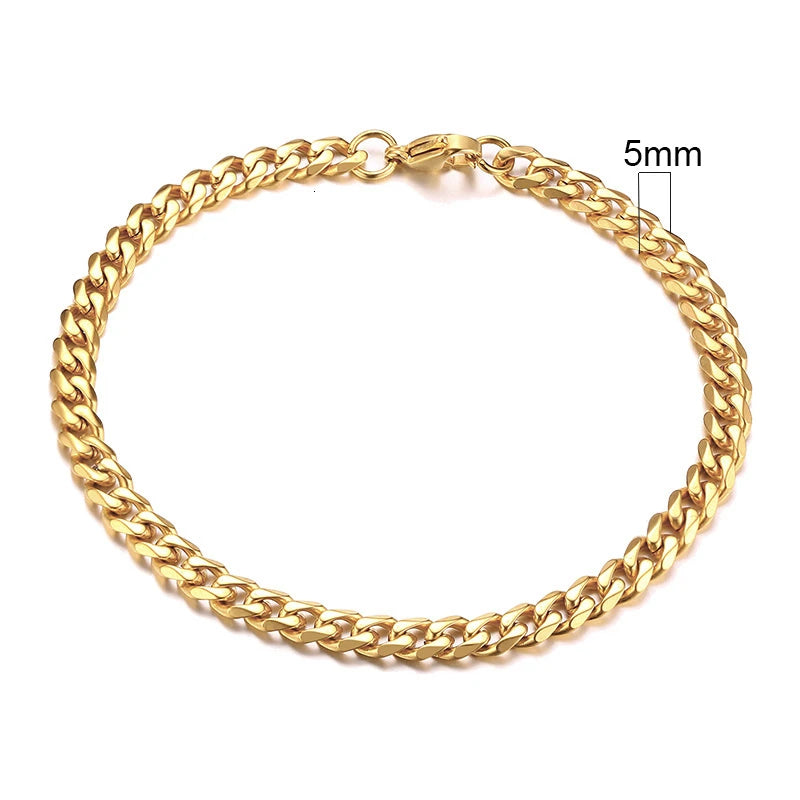 Vnox 3-11mm gros Miami gourmette chaîne Bracelet pour hommes, acier inoxydable lien cubain chaîne Bracelet classique Punk lourd mâle bijoux