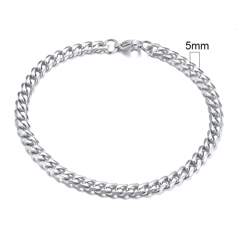 Vnox 3-11mm gros Miami gourmette chaîne Bracelet pour hommes, acier inoxydable lien cubain chaîne Bracelet classique Punk lourd mâle bijoux