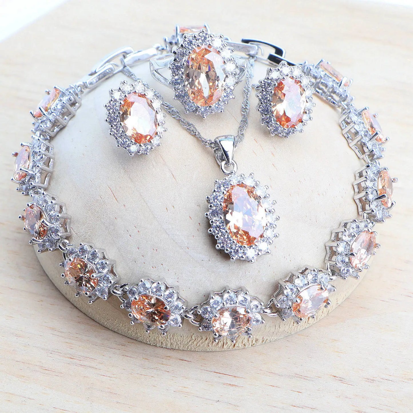 Ensemble de bijoux de mariée en argent 925 pour femmes, Costume en zircone bleue, bijoux fins, collier, boucles d'oreilles, bagues, Bracelets, pendentif