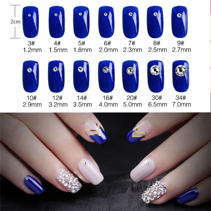 Cristal à paillettes AB/Base dorée transparente, Strass Non correcteurs à chaud SS3-SS40, Strass à dos plat et tissu pour vêtements, décorations pour Nail Art