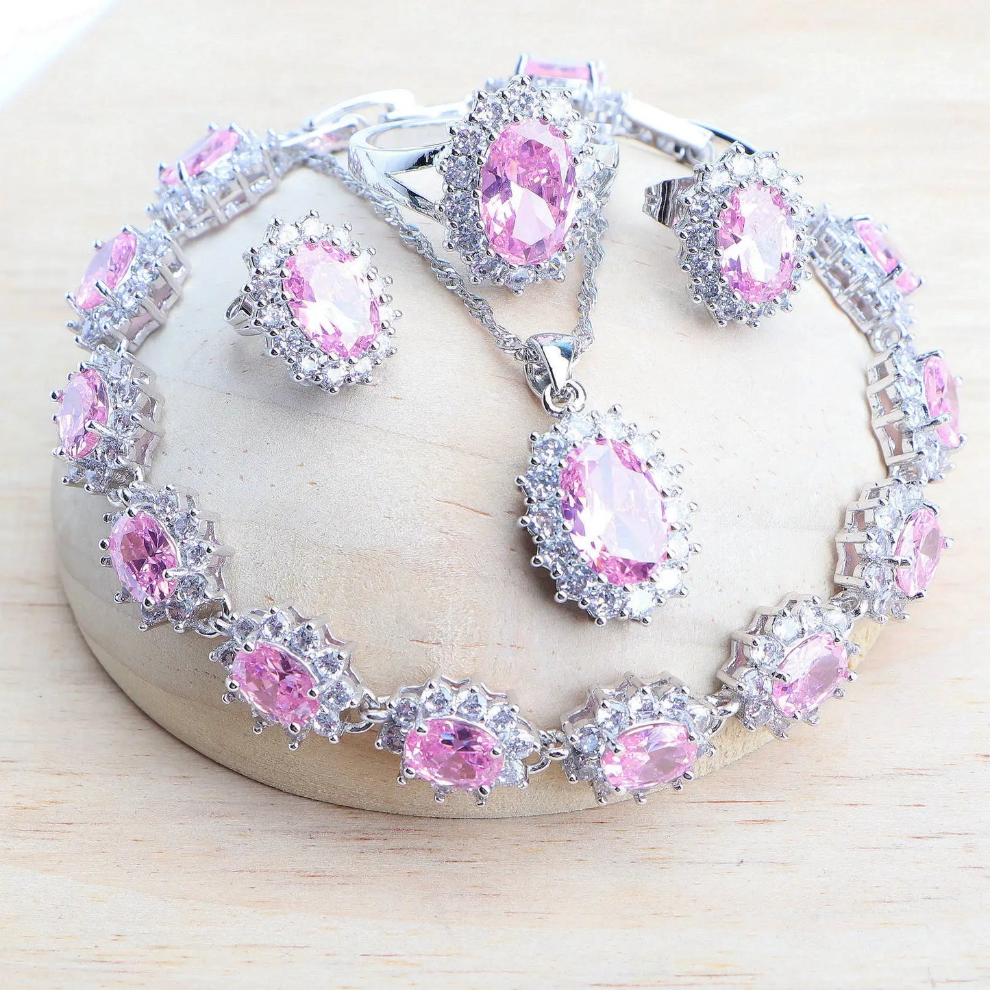 Ensemble de bijoux de mariée en argent 925 pour femmes, Costume en zircone bleue, bijoux fins, collier, boucles d'oreilles, bagues, Bracelets, pendentif