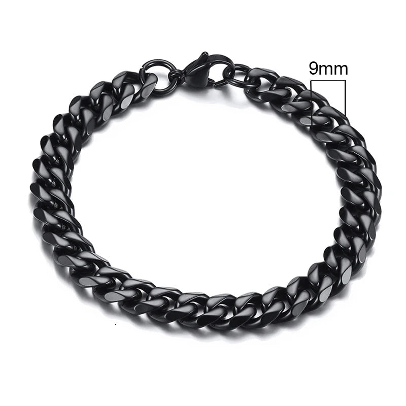Vnox 3-11mm gros Miami gourmette chaîne Bracelet pour hommes, acier inoxydable lien cubain chaîne Bracelet classique Punk lourd mâle bijoux