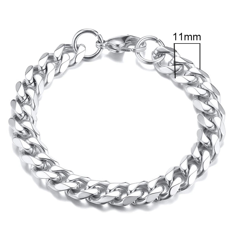 Vnox 3-11mm gros Miami gourmette chaîne Bracelet pour hommes, acier inoxydable lien cubain chaîne Bracelet classique Punk lourd mâle bijoux