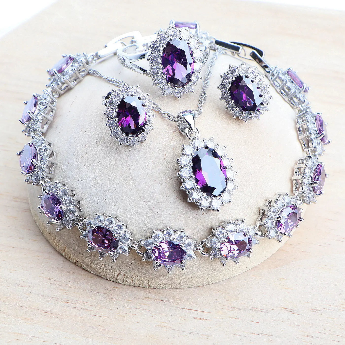 Ensemble de bijoux de mariée en argent 925 pour femmes, Costume en zircone bleue, bijoux fins, collier, boucles d'oreilles, bagues, Bracelets, pendentif