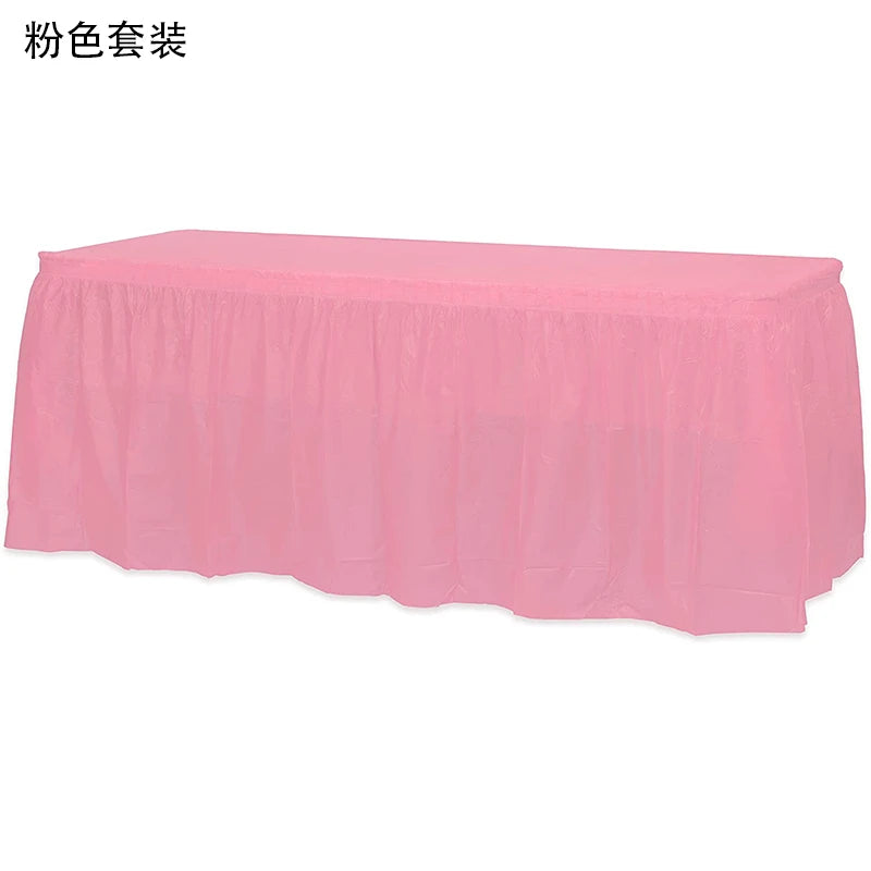 Holaroom jupe de Table jetable en plastique fête 6 couleurs 75x430 cm couverture de Table pour joyeux anniversaire fête mariage Festival décoration