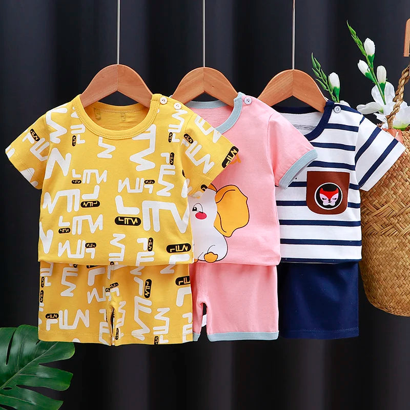 Ensemble de vêtements pour enfants bébé garçon/fille T-Shirt + short vêtements d'été coton dessin animé décontracté garçons survêtement enfants ensemble de vêtements pour bébé
