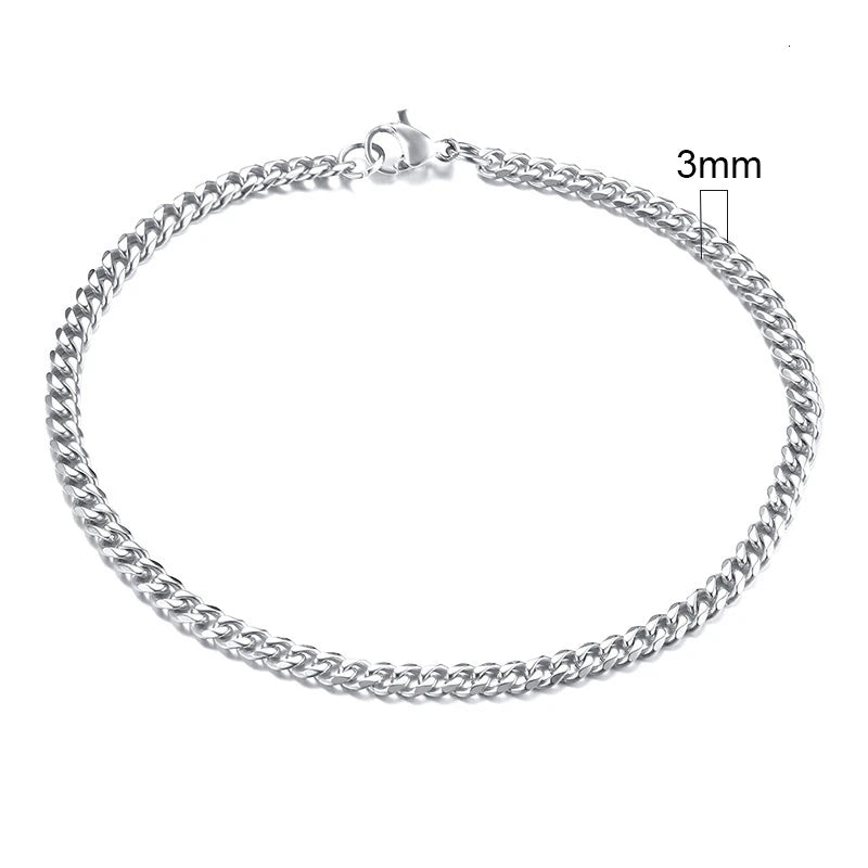 Vnox 3-11mm gros Miami gourmette chaîne Bracelet pour hommes, acier inoxydable lien cubain chaîne Bracelet classique Punk lourd mâle bijoux