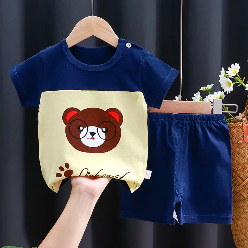 Ensemble de vêtements pour enfants bébé garçon/fille T-Shirt + short vêtements d'été coton dessin animé décontracté garçons survêtement enfants ensemble de vêtements pour bébé