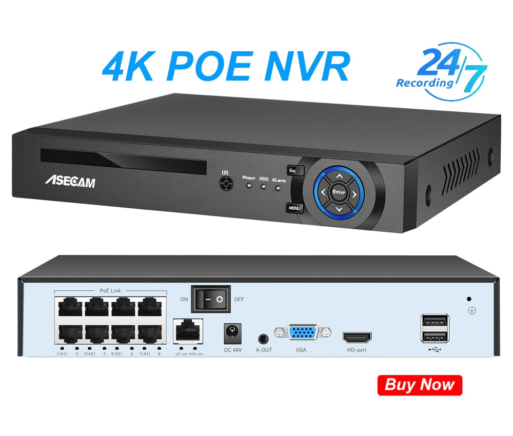 4K 8MP ip camera video surveillance extérieure POE avec codec H.265 et protocole Onvif système infrarouge