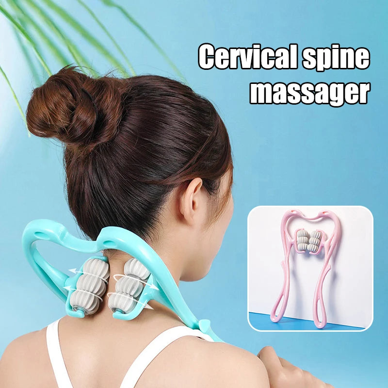 Masseur Cervical manuel à Six roues pour le cou, le dos et la taille, soulagement de la Tension musculaire et Relaxation, outil thérapeutique roulant