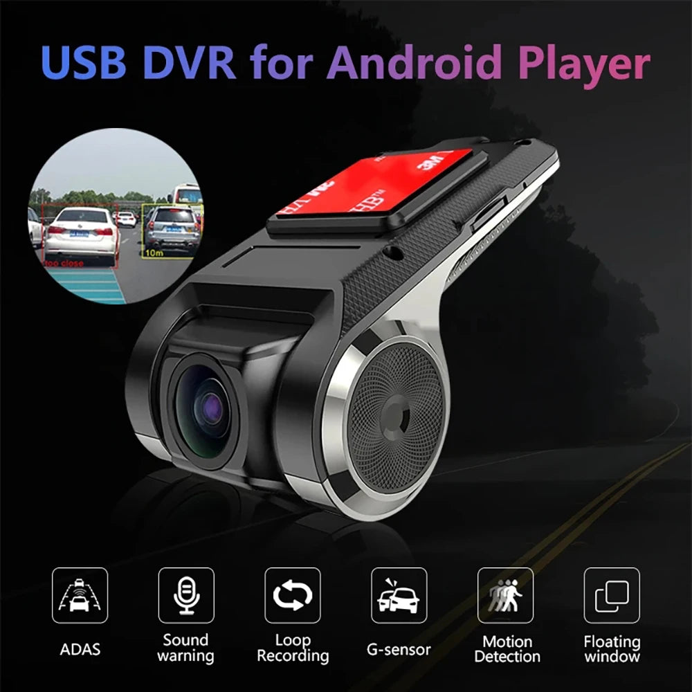 Caméra de tableau de bord DVR de voiture, Full HD 1080P, caméra de tableau de bord pour lecteur DVD Android, ADAS Sat, unité de navigation WS, audio automatique, alarme vocale, vidéo statique