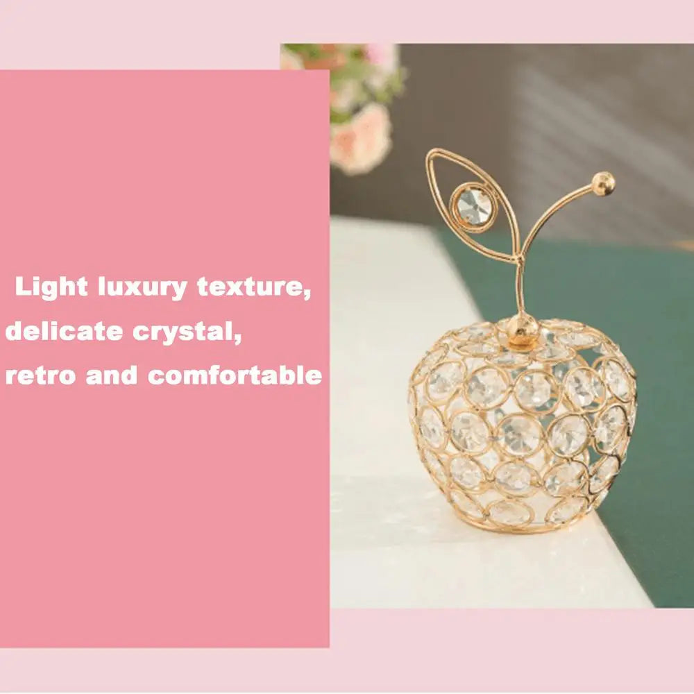 Ornements de pomme en cristal créatifs, strass scintillants en forme d'ananas, miniature de poire de neige, artisanat de décoration pour la maison, accessoires de photographie