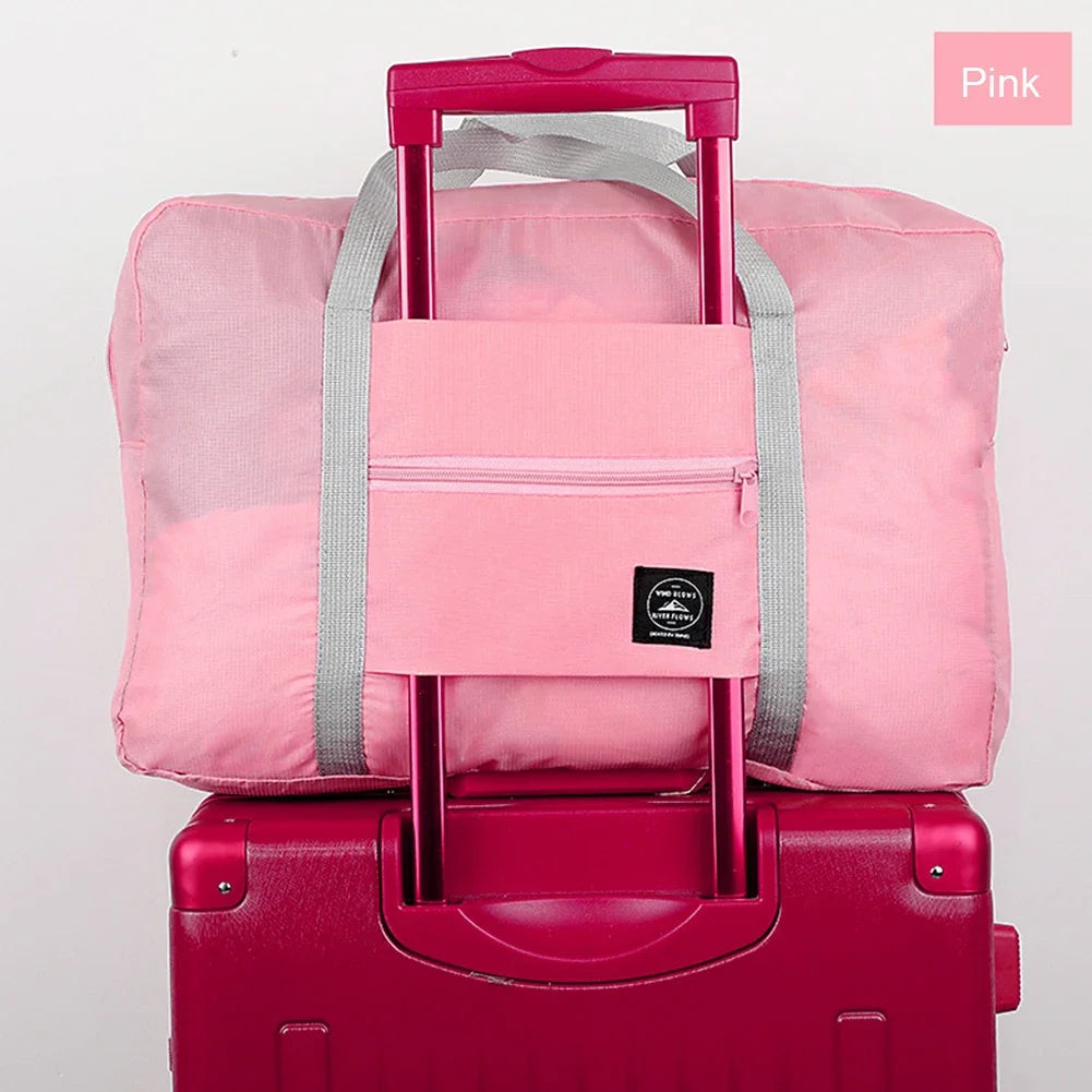 Sac de voyage pliant imperméable de couleur unie, sac à bagages léger de grande capacité