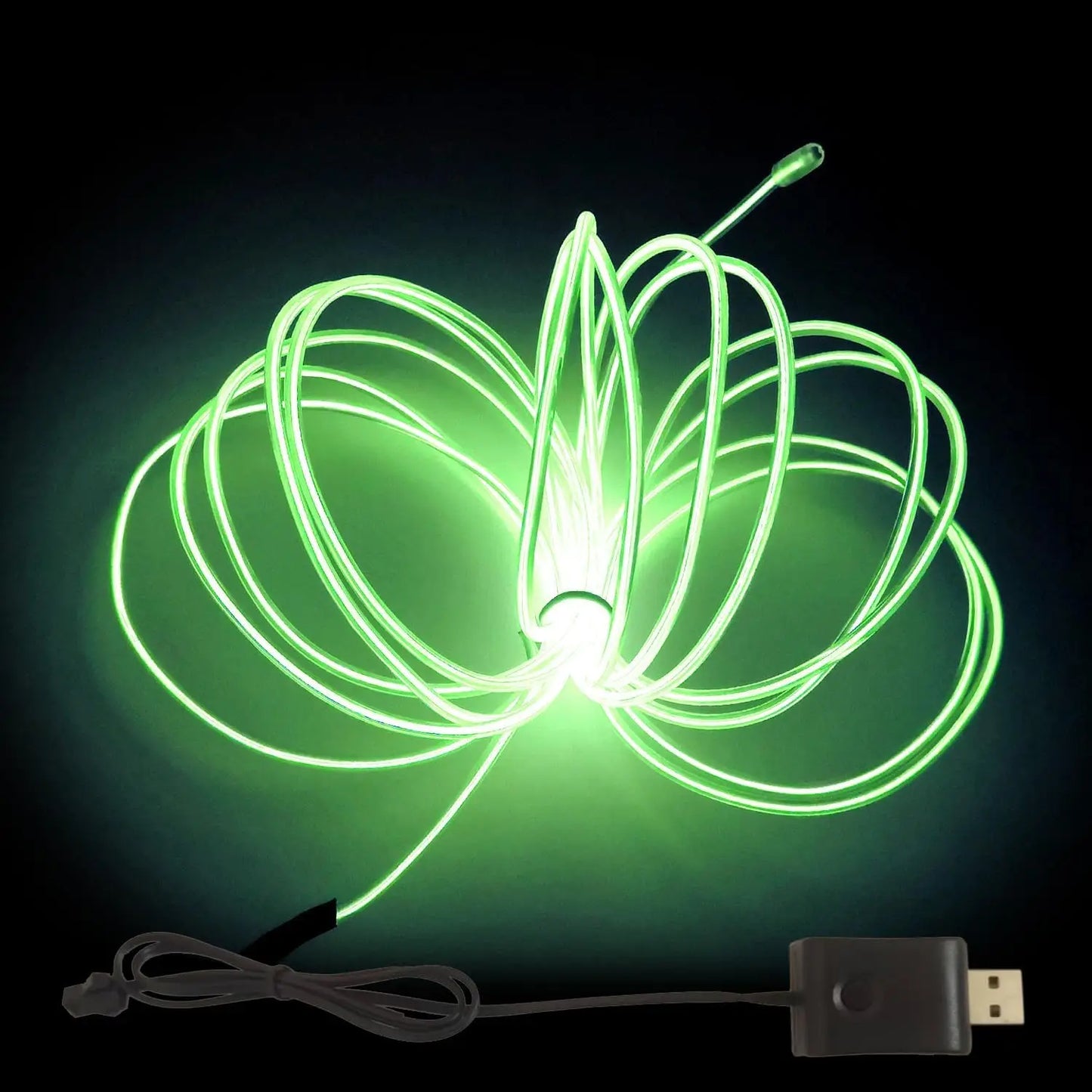 EL – fil lumineux de couleur 3M/5M/10M, avec adaptateur USB, bande lumineuse néon 360, corde lumineuse découpable pour fête d'halloween, décoration DIY