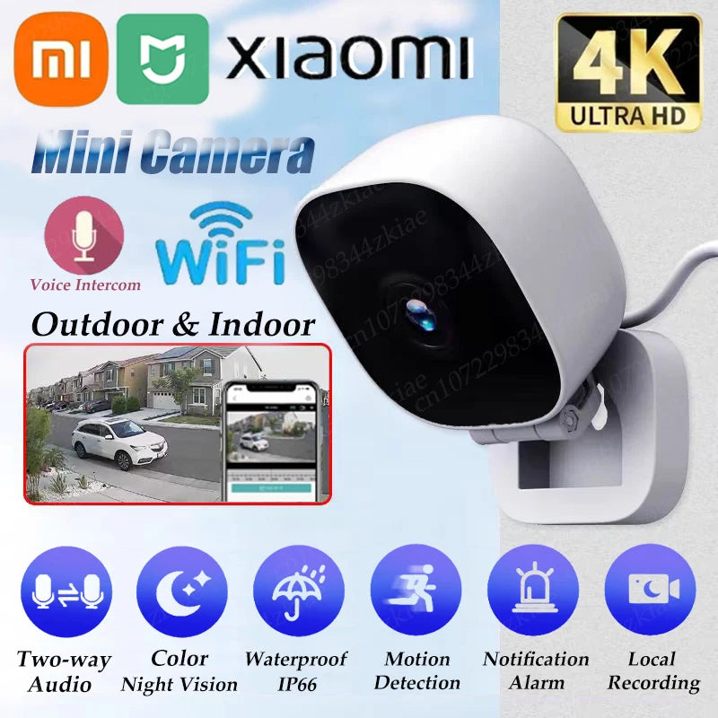 Xiaomi 4K Mini caméra de sécurité couleur Vision nocturne moniteur WiFi IP65 étanche détection de mouvement Surveillance avec Audio bidirectionnel
