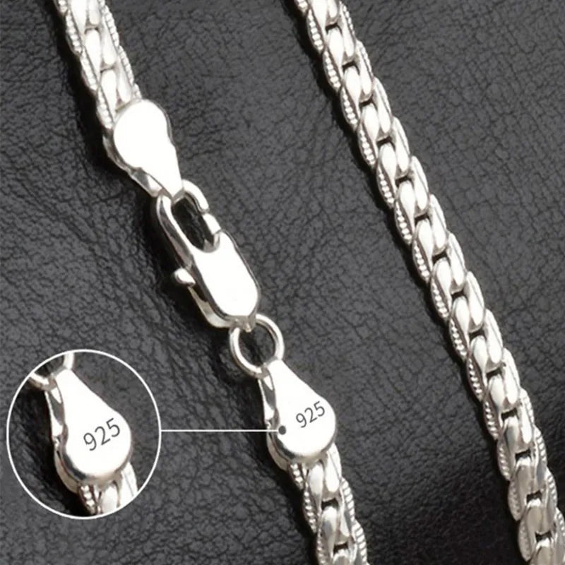 Collier en argent Sterling 925 pour hommes et femmes, chaîne latérale de 5mm, 16/18/20/22/24 pouces, bijoux de fiançailles et de mariage à la mode