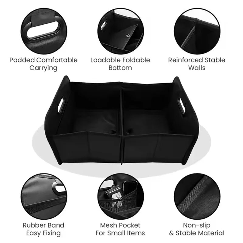 Grande boîte de rangement pliable pour coffre, conteneur de rangement pour SUV Extra épais de grande capacité avec plusieurs poches pour voiture SUV Minivan 1 pièce