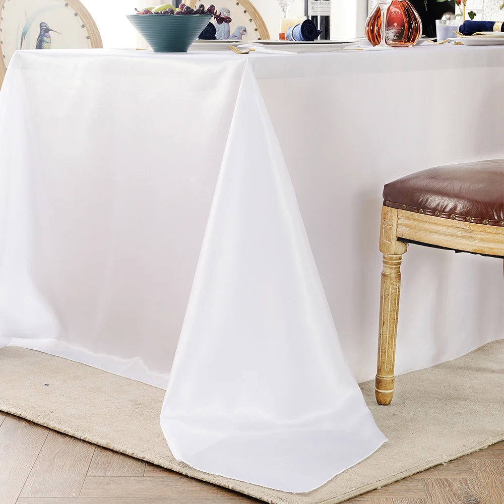 Nappe rectangulaire en Satin pour mariage, blanc et noir, pour fête d'anniversaire, événements, Banquet, décoration de dîner à domicile