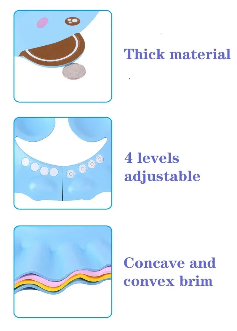Chapeau de douche pour enfants, Protection des oreilles, bonnet souple pour bébé, lavable pour cheveux réglable, shampoing pour enfants, couvre-tête de Protection pour le bain