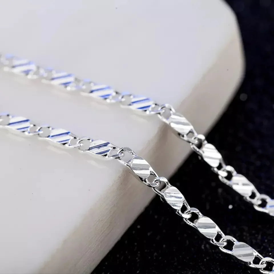 Collier en or 18 carats à la mode, 2MM, 16/18/20/22/24/26/28/30 pouces, chaîne latérale pour femmes et hommes, bijoux en argent 925