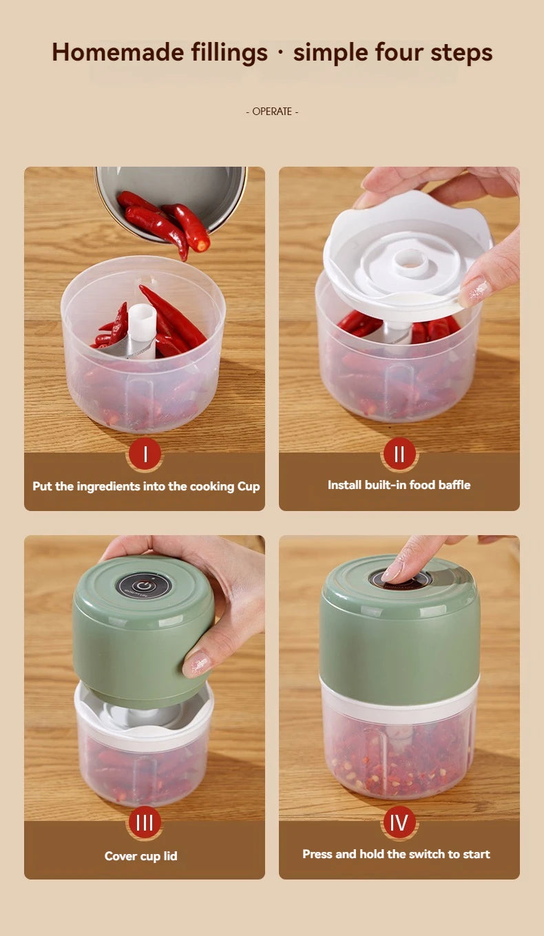 Mini hachoir à viande électrique, hachoir USB, outil de cuisine robuste et durable pour concassage, vidéo, 1995
