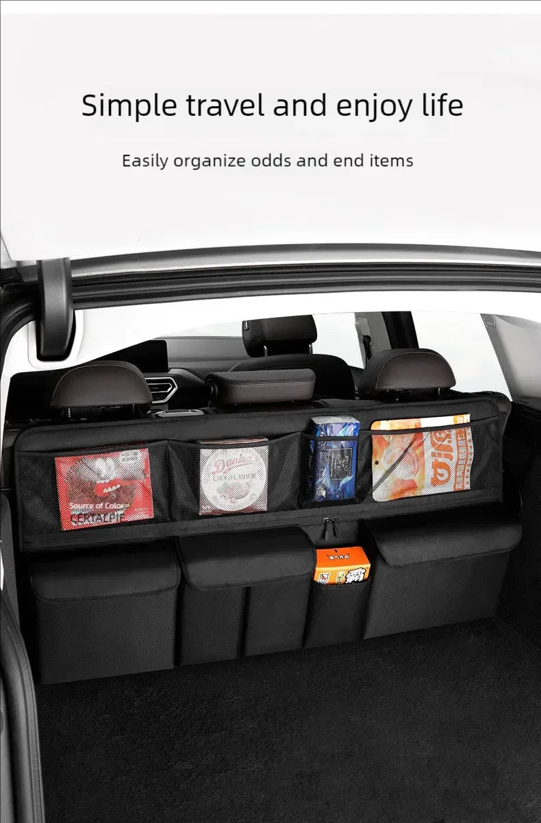 Sac de rangement pour coffre de voiture, sac suspendu pour dossier de siège de voiture SUV, sac de rangement multifonctionnel en maille, articles de rangement pour intérieur de voiture