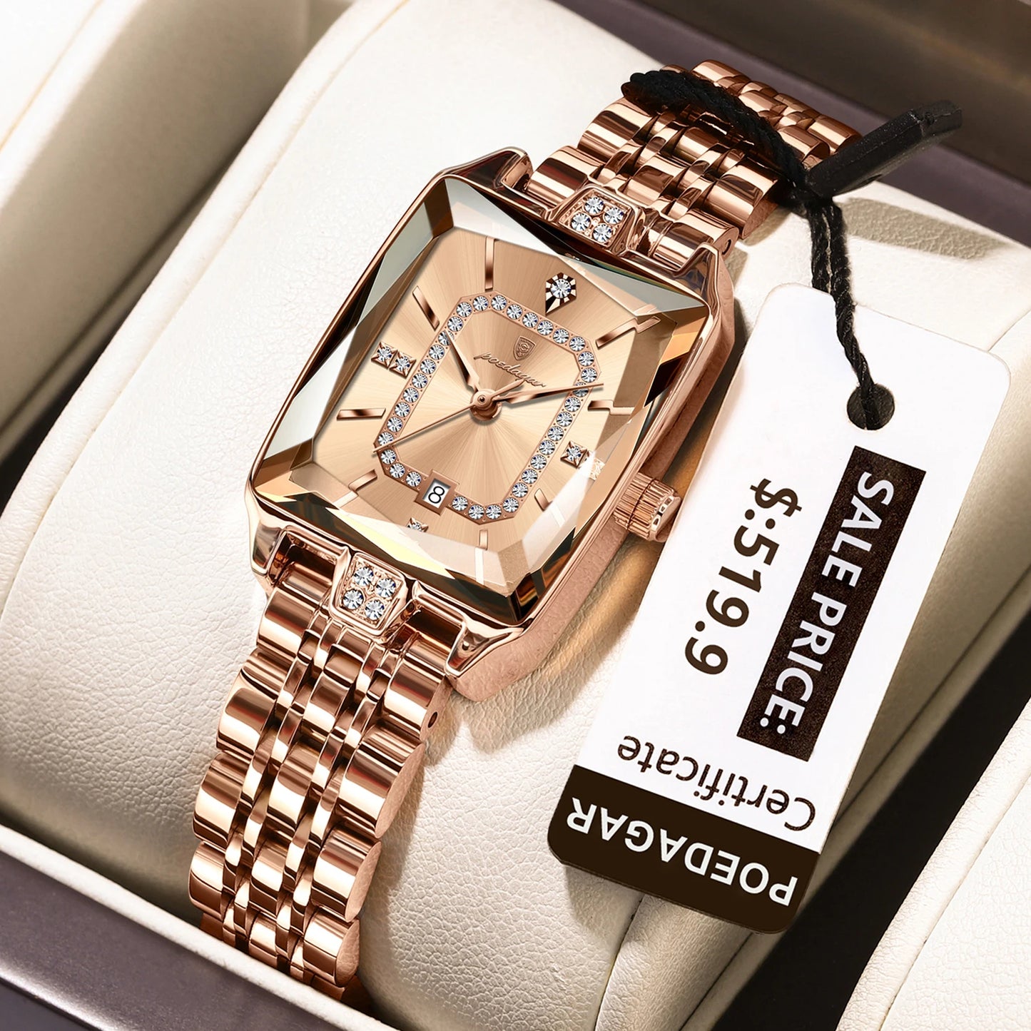 POEDAGAR montre de luxe pour femme calendrier étanche haute qualité dames montre en acier inoxydable Quartz femmes montres élégant + boîte