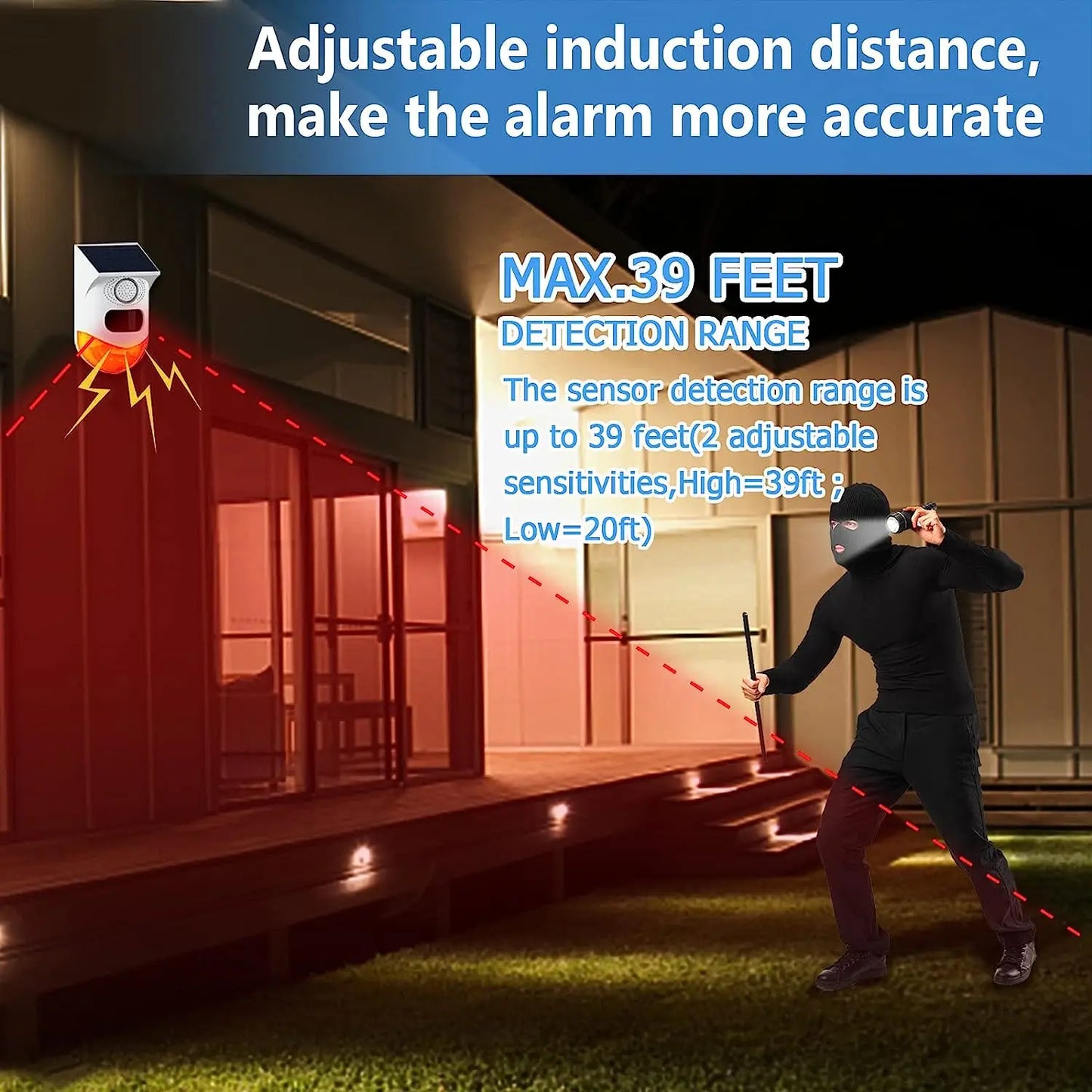 Tuya – détecteur de mouvement infrarouge intelligent WiFi, solaire, extérieur, PIR, sirène stroboscopique sans fil, alarme sonore, télécommande étanche