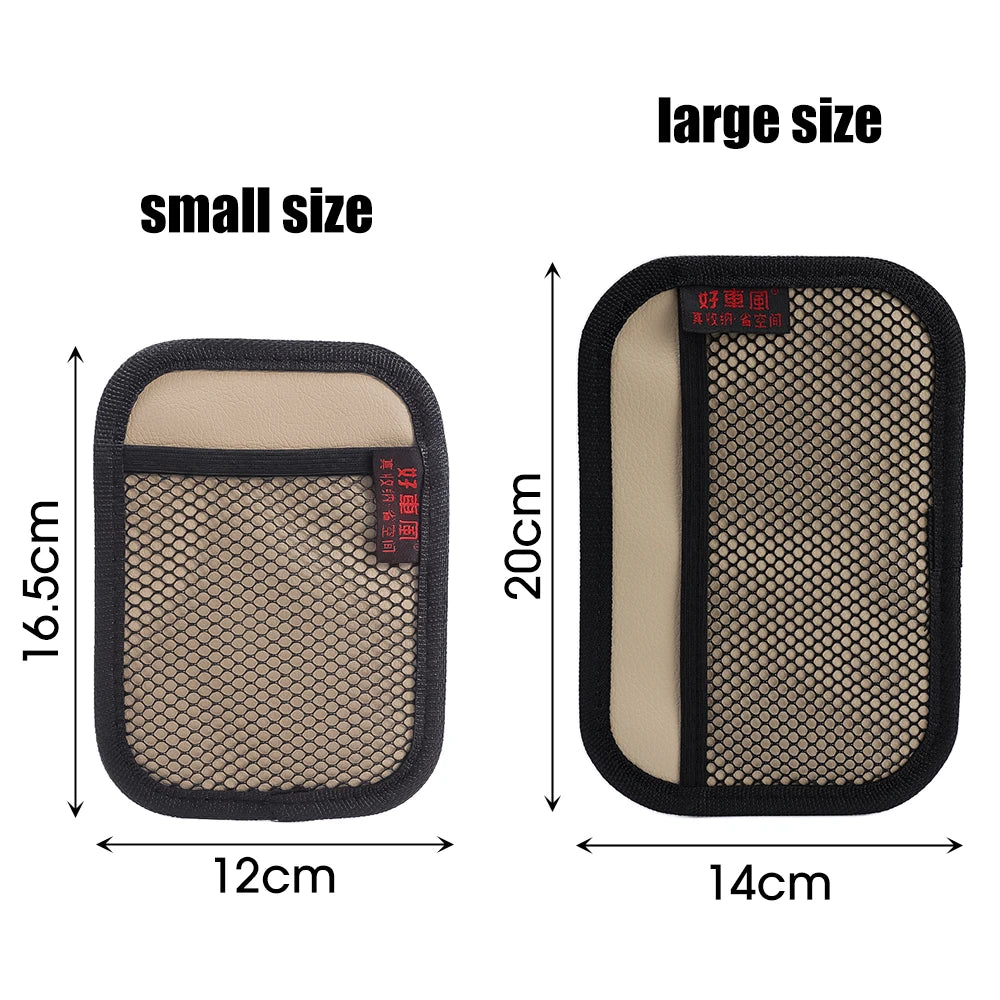 Sac en maille de cuir pour voiture, filet de rangement en tissu Oxford, organisateur d'intérieur de voiture, téléphones, pièces de monnaie, clés, rangement, outils de rangement automobile