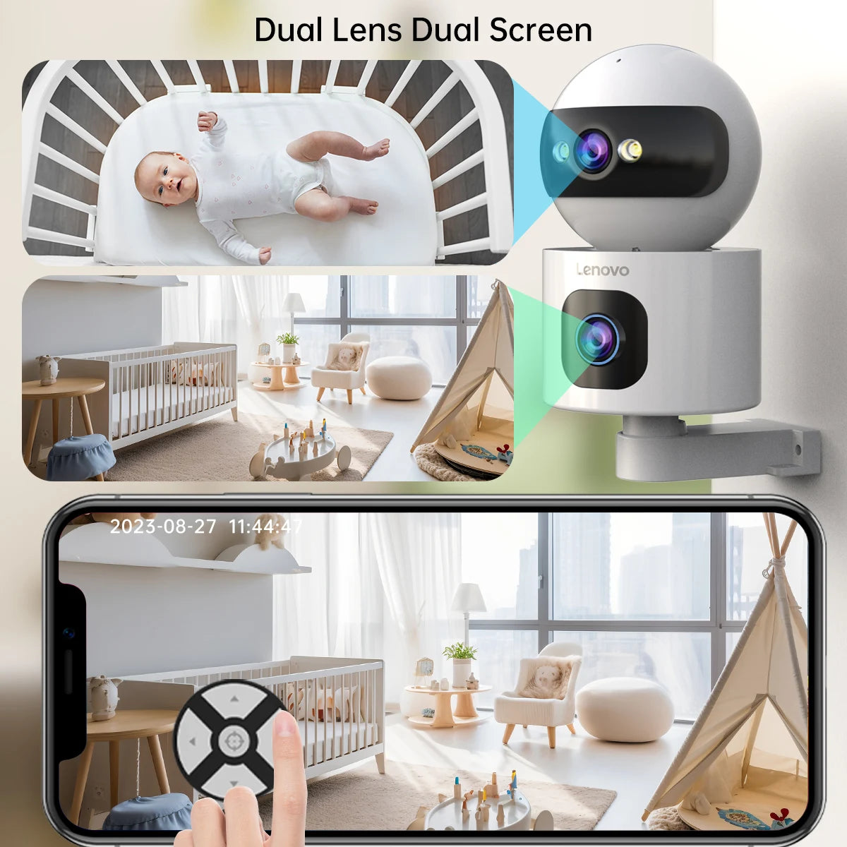 Lenovo-Caméra de surveillance IP sans fil, moniteur de sécurité pour bébé, suivi automatique, caméra de vidéosurveillance intelligente, WiFi 5G, 4K, objectif touriste, maison