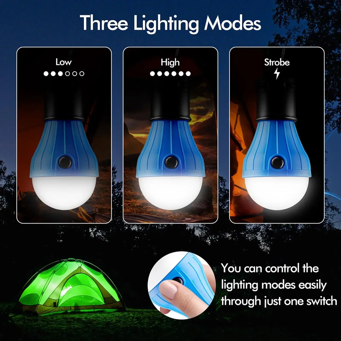 Lampe de tente extérieure Ampoule LED Lampe à crochet portable Lampe de camping adaptée aux sacs à dos extérieurs Voyant d'avertissement de sécurité pour enfants