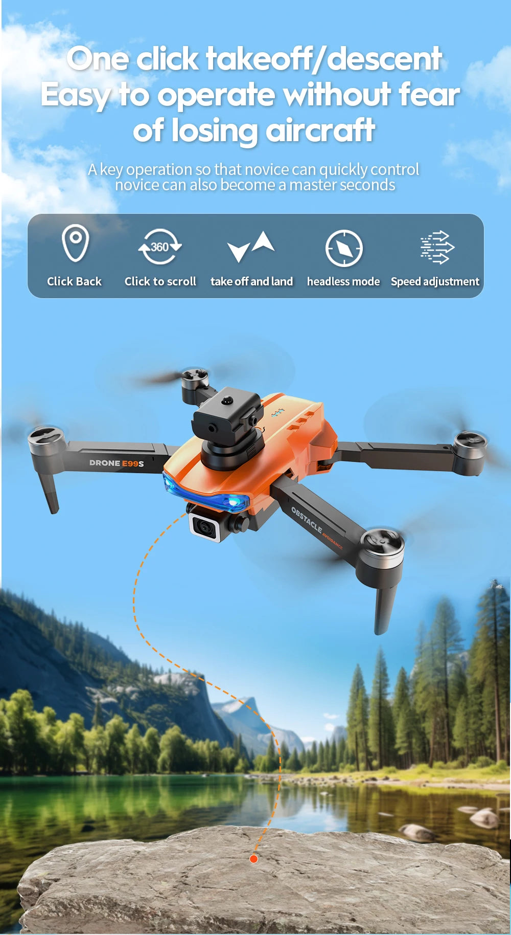 Drone professionnel E99Pro avec caméra pour touristes, 4K, WIFI, flux optique, fpv, évitement d'obstacles, photographie aérienne, quadrirotor