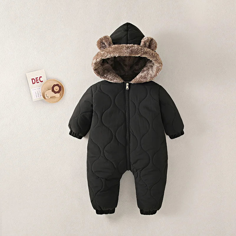 KLFLGD0-3 ans hiver bébé vêtements de plein air doublure en fourrure chaud enfant en bas âge fille garçon combinaison dessin animé plus velours bébé combinaison