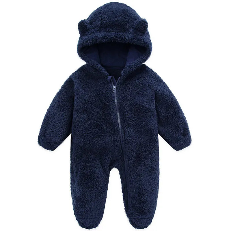 Barboteuse à capuche à manches longues pour nouveau-né garçon et fille, combinaison à fermeture éclair pour enfants, vêtements pour bébés, automne, hiver
