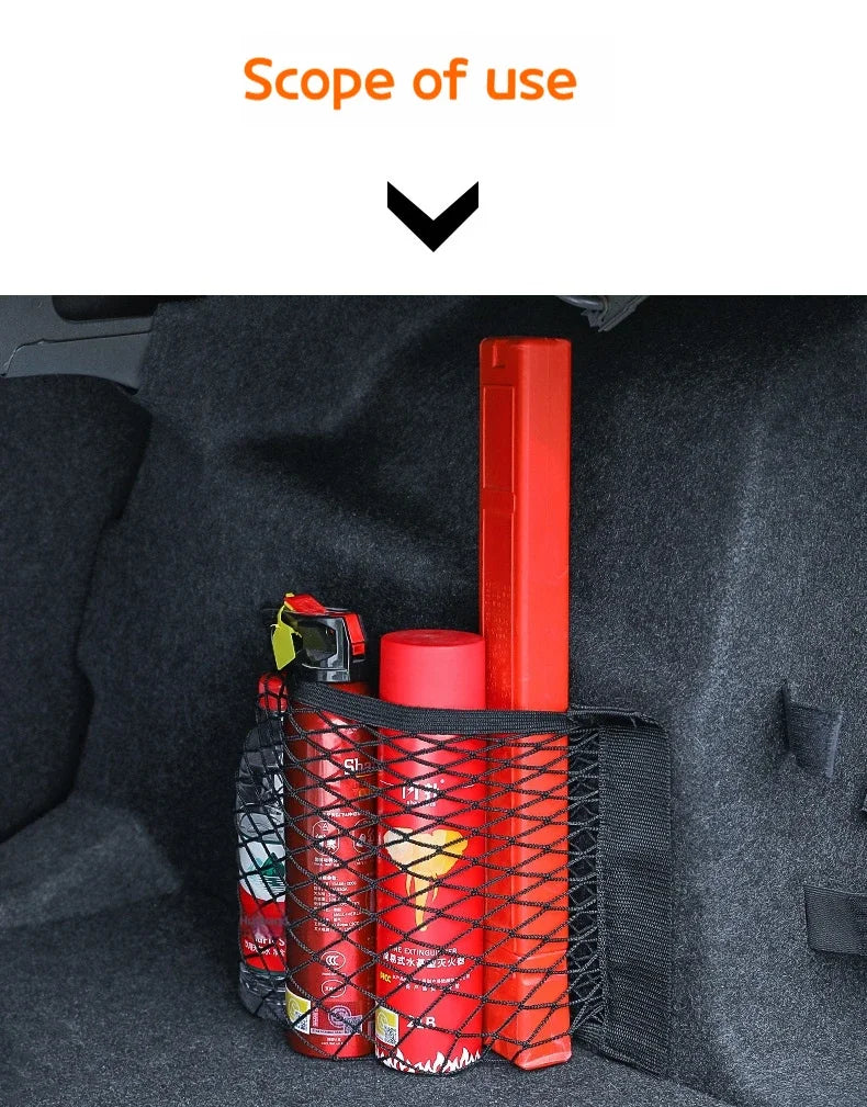 Sac de rangement de bagages, sac de rangement de coffre de voiture, filet de rangement de voiture en Velcro Double extensible, sac de rangement en maille, filet de voiture
