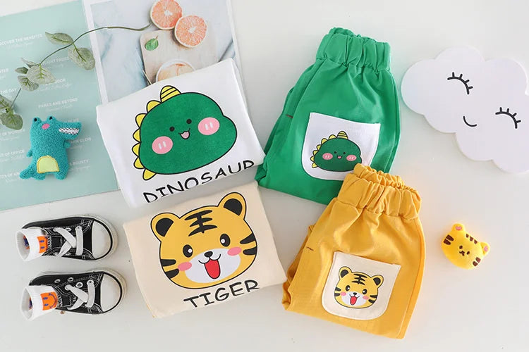 Nouveau printemps automne bébé vêtements enfants garçons filles dessin animé T-Shirt pantalon 2 pièces/ensembles enfant en bas âge Costume décontracté infantile enfants survêtements