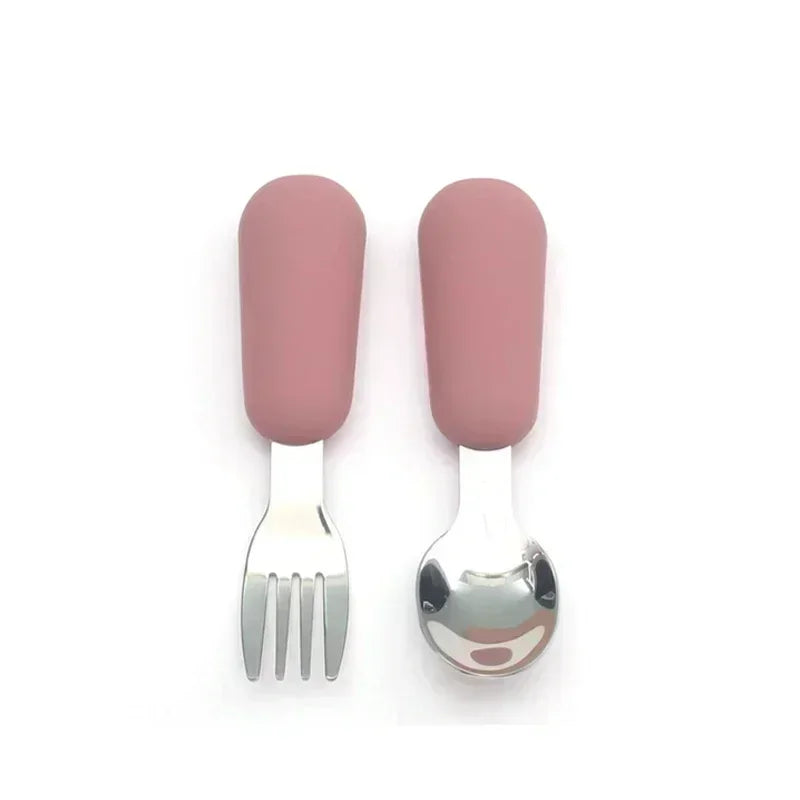 Ensemble de vaisselle de dessin animé pour bébé, ustensiles pour enfants en acier inoxydable, couverts de table pour tout-petits, dessin animé, cuillère d'alimentation pour nourrissons, fourchette