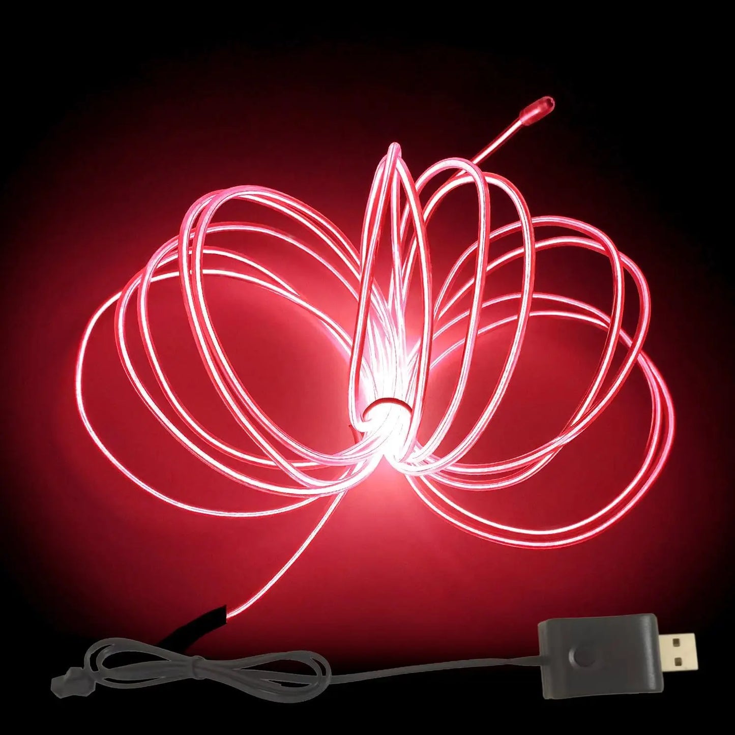 EL – fil lumineux de couleur 3M/5M/10M, avec adaptateur USB, bande lumineuse néon 360, corde lumineuse découpable pour fête d'halloween, décoration DIY