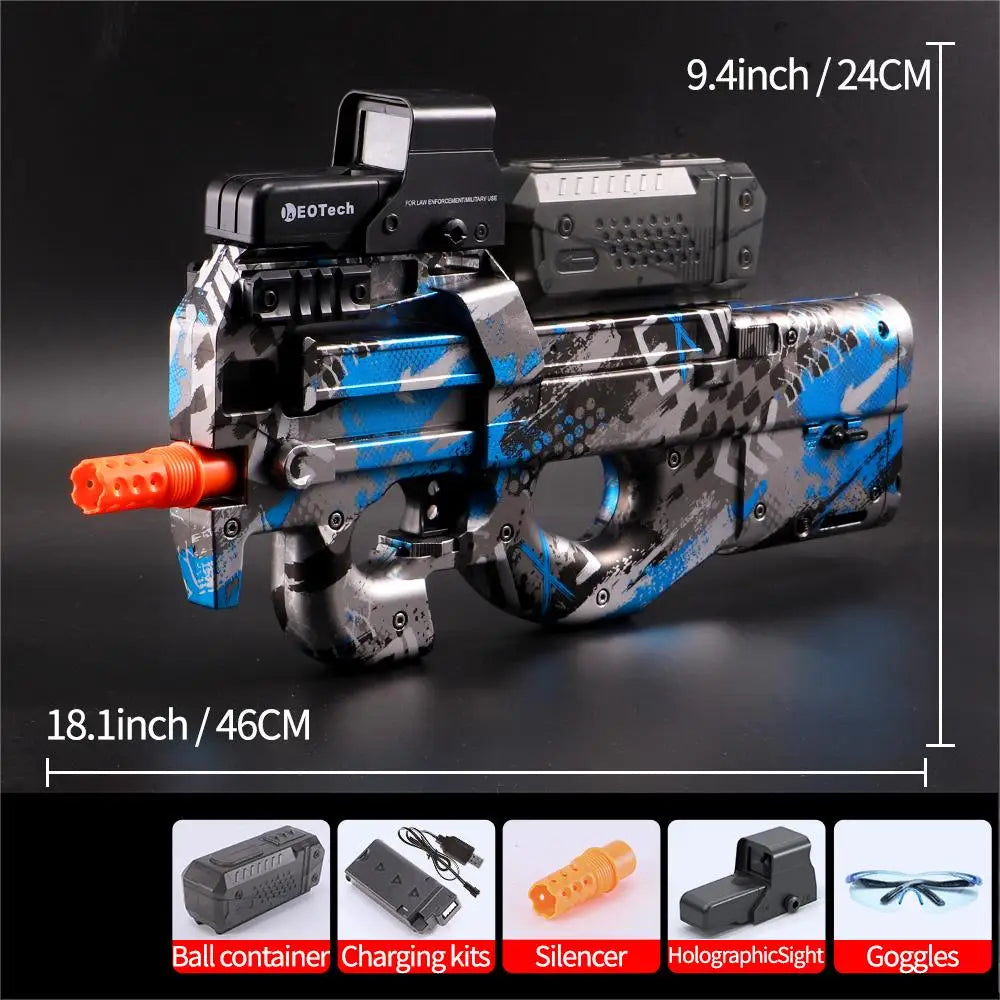 Pistolet à gel électrique en noir transparent! Jouet de balle anti-éclaboussures entièrement automatique, parfait pour les jeux de tir en plein air (sans balles)