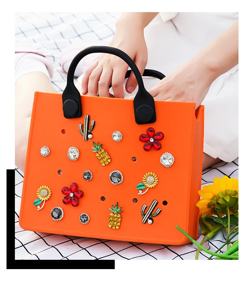 EVA grand sac à bandoulière en cuir sac à main fourre-tout sac de rangement pour femmes décontracté sac de plage étanche trou ajustement charme sac de rangement de mode