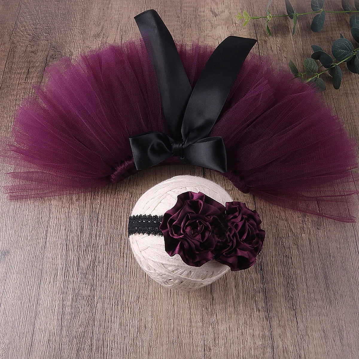 Ylsteed – tenues de photographie pour nouveau-né fille, jupe Tutu faite à la main avec bandeau fleuri, vêtements de princesse, accessoires Photo pour bébé fille