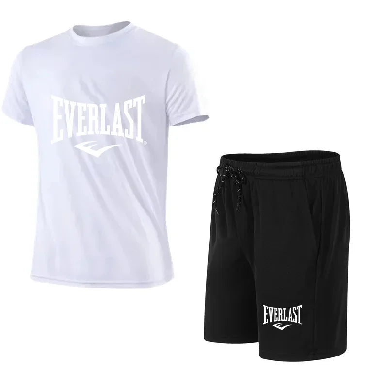 EVERLAST hommes T-shirt + Short 2 pièces ensemble loisirs souffle à manches courtes Sport Jogging gymnase marque impression vêtements