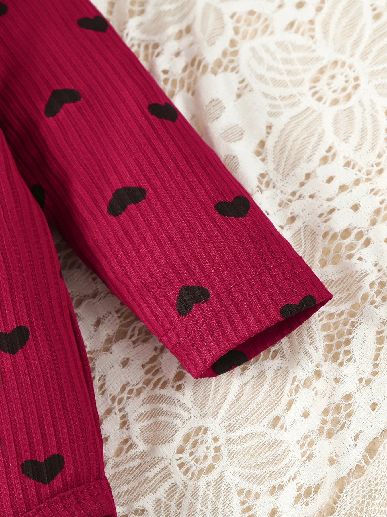 Kukitty – ensemble de vêtements 3 pièces pour nouveau-né fille, barboteuse à manches longues, imprimé cœur, haut et pantalon, bandeau, tenues en tricot